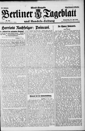 Berliner Tageblatt und Handels-Zeitung vom 22.07.1926