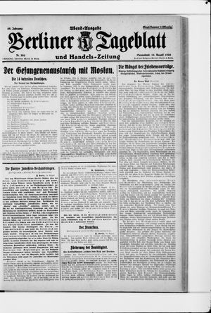 Berliner Tageblatt und Handels-Zeitung vom 14.08.1926