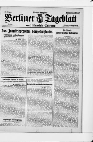 Berliner Tageblatt und Handels-Zeitung vom 18.08.1926