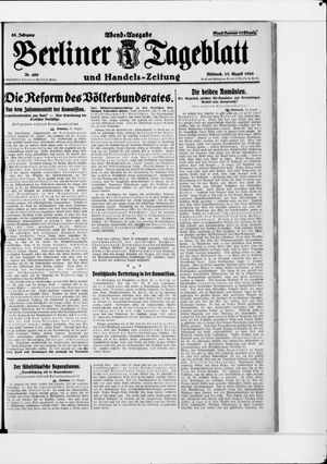 Berliner Tageblatt und Handels-Zeitung vom 25.08.1926
