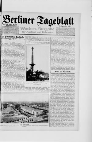 Berliner Tageblatt und Handels-Zeitung on Sep 9, 1926