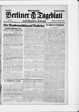 Berliner Tageblatt und Handels-Zeitung vom 13.09.1926