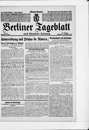 Berliner Tageblatt und Handels-Zeitung vom 14.09.1926