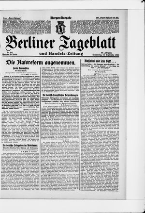 Berliner Tageblatt und Handels-Zeitung vom 16.09.1926