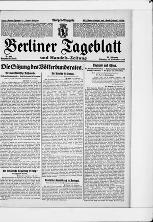 Berliner Tageblatt und Handels-Zeitung vom 21.09.1926