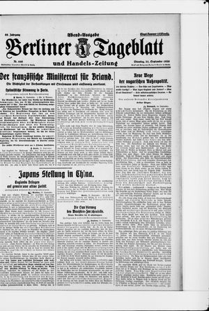 Berliner Tageblatt und Handels-Zeitung vom 21.09.1926