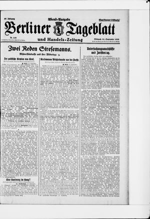 Berliner Tageblatt und Handels-Zeitung vom 22.09.1926