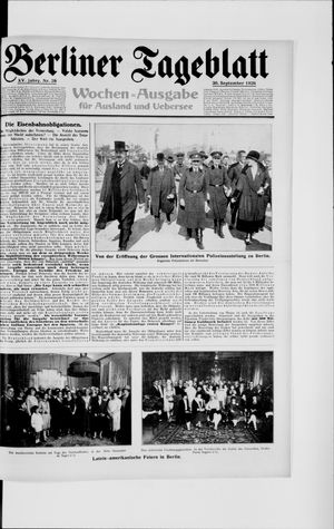 Berliner Tageblatt und Handels-Zeitung on Sep 30, 1926