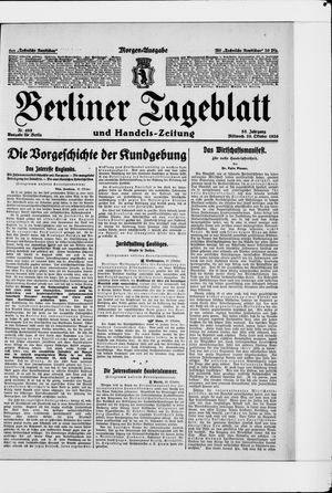 Berliner Tageblatt und Handels-Zeitung vom 20.10.1926