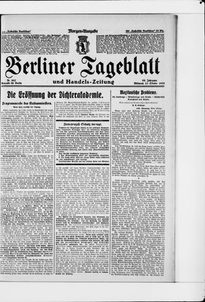 Berliner Tageblatt und Handels-Zeitung vom 27.10.1926
