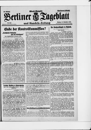 Berliner Tageblatt und Handels-Zeitung vom 15.11.1926