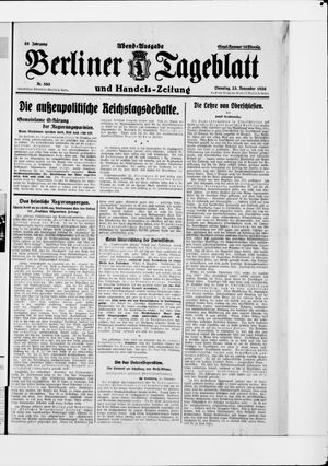 Berliner Tageblatt und Handels-Zeitung vom 23.11.1926