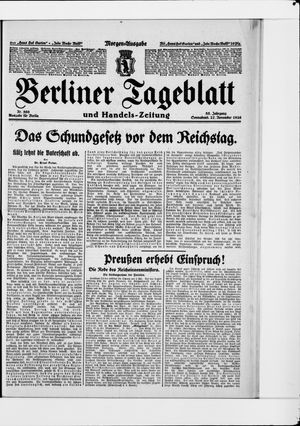 Berliner Tageblatt und Handels-Zeitung vom 27.11.1926