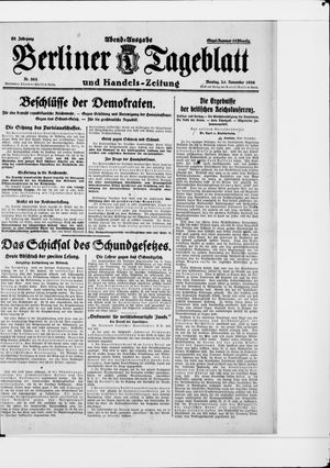 Berliner Tageblatt und Handels-Zeitung vom 29.11.1926