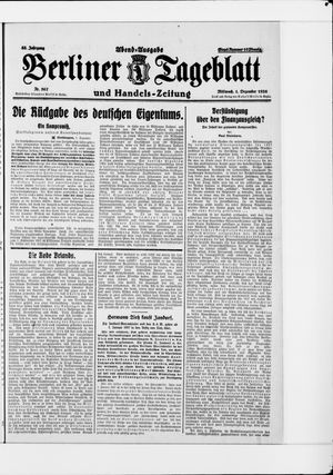 Berliner Tageblatt und Handels-Zeitung vom 01.12.1926