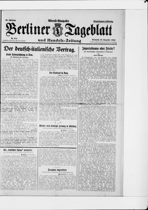 Berliner Tageblatt und Handels-Zeitung vom 29.12.1926