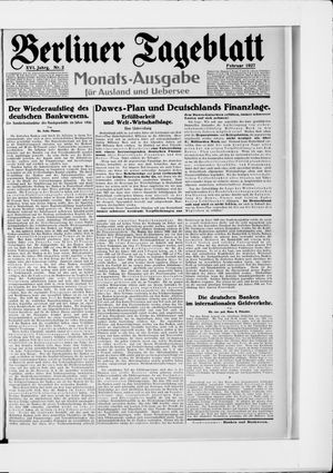 Berliner Tageblatt und Handels-Zeitung on Feb 7, 1927