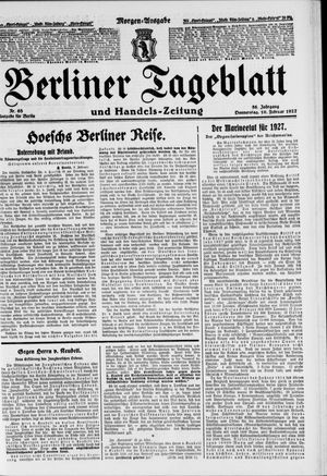 Berliner Tageblatt und Handels-Zeitung vom 10.02.1927