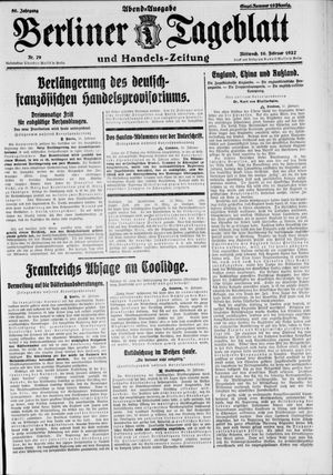 Berliner Tageblatt und Handels-Zeitung vom 16.02.1927