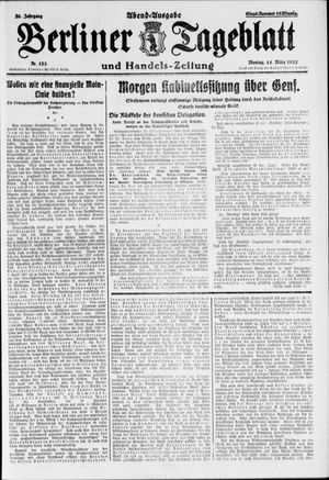 Berliner Tageblatt und Handels-Zeitung on Mar 14, 1927