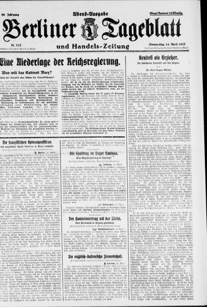Berliner Tageblatt und Handels-Zeitung vom 14.04.1927