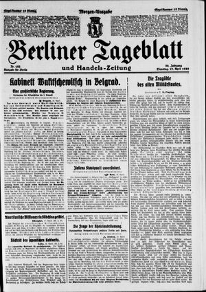 Berliner Tageblatt und Handels-Zeitung vom 19.04.1927