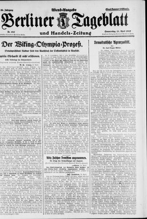 Berliner Tageblatt und Handels-Zeitung vom 21.04.1927