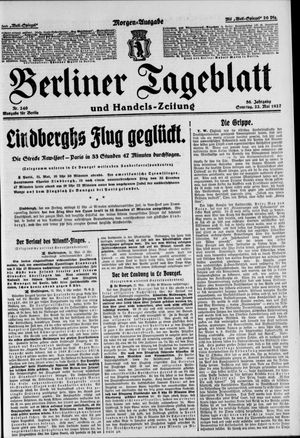 Berliner Tageblatt und Handels-Zeitung vom 22.05.1927