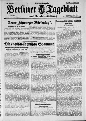 Berliner Tageblatt und Handels-Zeitung vom 01.06.1927