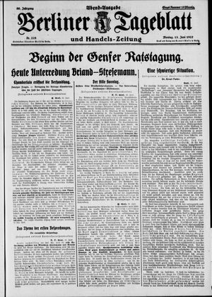 Berliner Tageblatt und Handels-Zeitung vom 13.06.1927
