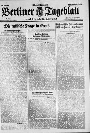 Berliner Tageblatt und Handels-Zeitung vom 14.06.1927