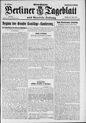 Berliner Tageblatt und Handels-Zeitung vom 20.06.1927