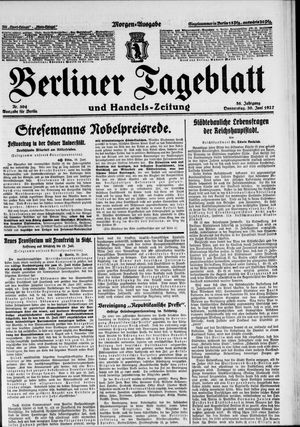 Berliner Tageblatt und Handels-Zeitung vom 30.06.1927
