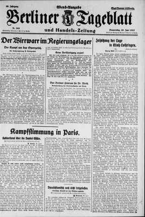 Berliner Tageblatt und Handels-Zeitung vom 30.06.1927