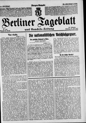 Berliner Tageblatt und Handels-Zeitung vom 24.07.1927