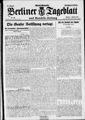 Berliner Tageblatt und Handels-Zeitung vom 01.08.1927