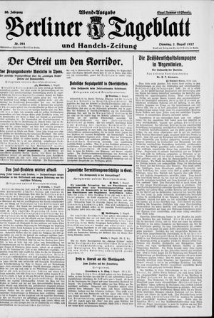 Berliner Tageblatt und Handels-Zeitung vom 02.08.1927