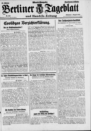 Berliner Tageblatt und Handels-Zeitung on Aug 3, 1927