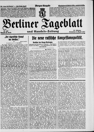 Berliner Tageblatt und Handels-Zeitung vom 06.08.1927