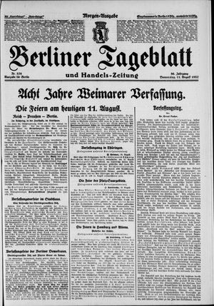 Berliner Tageblatt und Handels-Zeitung vom 11.08.1927