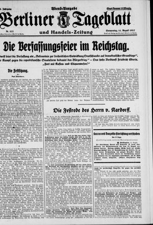 Berliner Tageblatt und Handels-Zeitung vom 11.08.1927