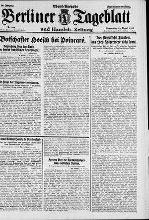 Berliner Tageblatt und Handels-Zeitung vom 18.08.1927