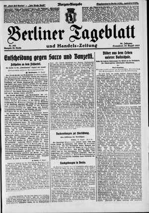 Berliner Tageblatt und Handels-Zeitung vom 20.08.1927