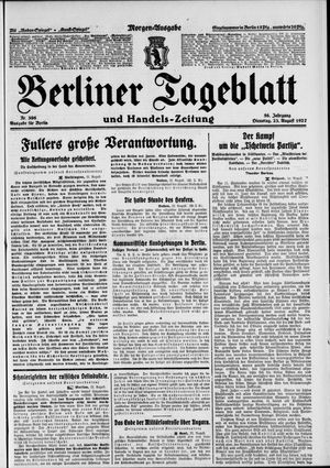 Berliner Tageblatt und Handels-Zeitung on Aug 23, 1927
