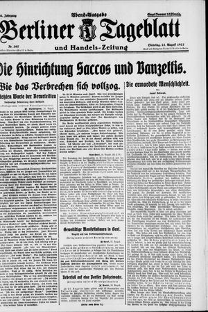 Berliner Tageblatt und Handels-Zeitung on Aug 23, 1927