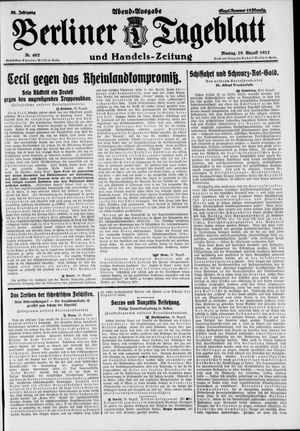 Berliner Tageblatt und Handels-Zeitung vom 29.08.1927