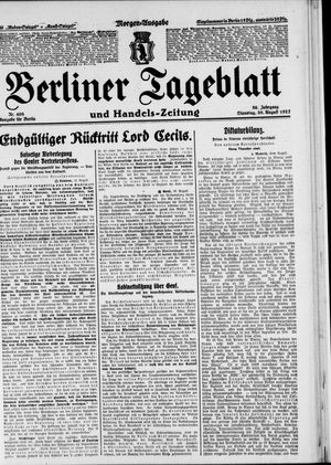 Berliner Tageblatt und Handels-Zeitung on Aug 30, 1927