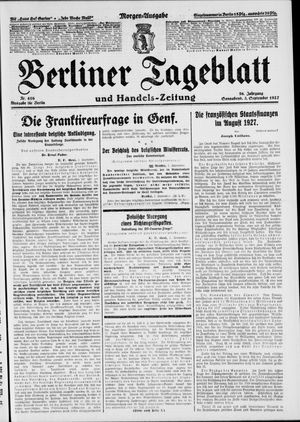 Berliner Tageblatt und Handels-Zeitung vom 03.09.1927