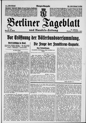 Berliner Tageblatt und Handels-Zeitung vom 04.09.1927