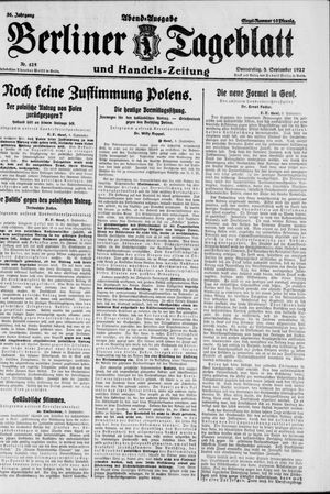 Berliner Tageblatt und Handels-Zeitung on Sep 8, 1927